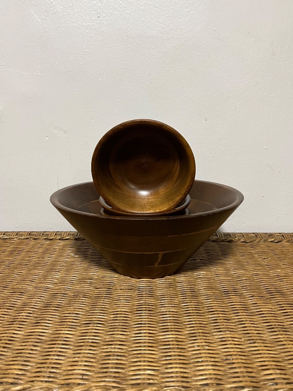 Vermillion, Real Walnut Wooden Bowl Set - Large and Small Bowls.  Set of 5